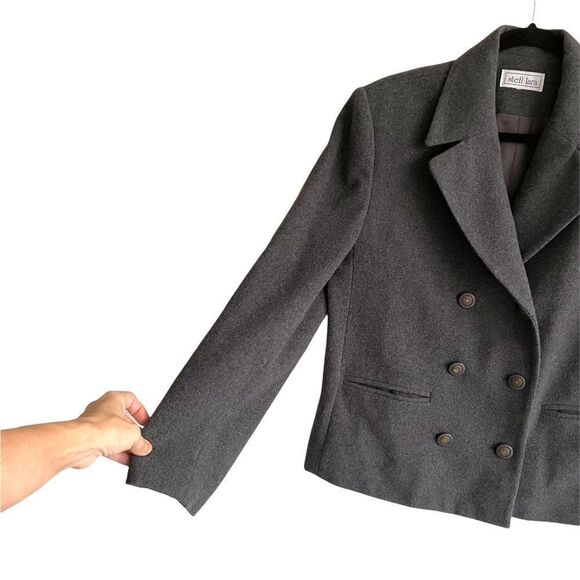 STEFI LARA Vintage Wool Cashmere Double Breasted Jacket Blazer Grey L - Picture 3 of 9